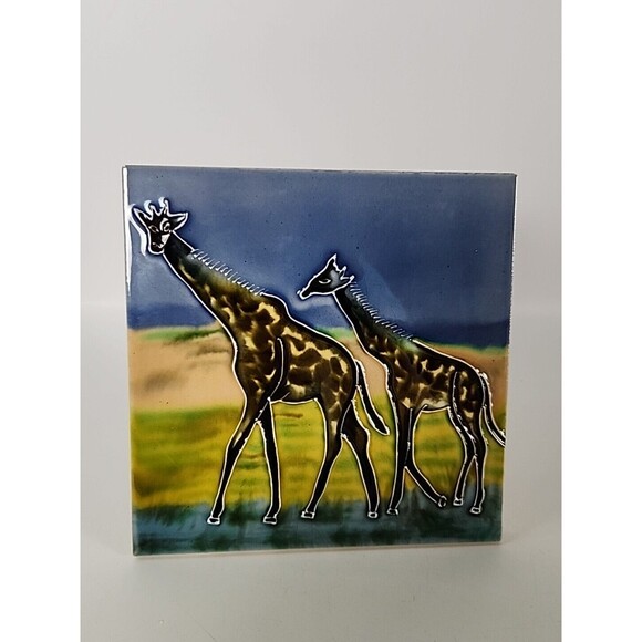 Giraffe Adult and Baby Backsplash 6 x 6 Decorative Wall Art Ceramic Tile Trivet - Picture 1 of 11